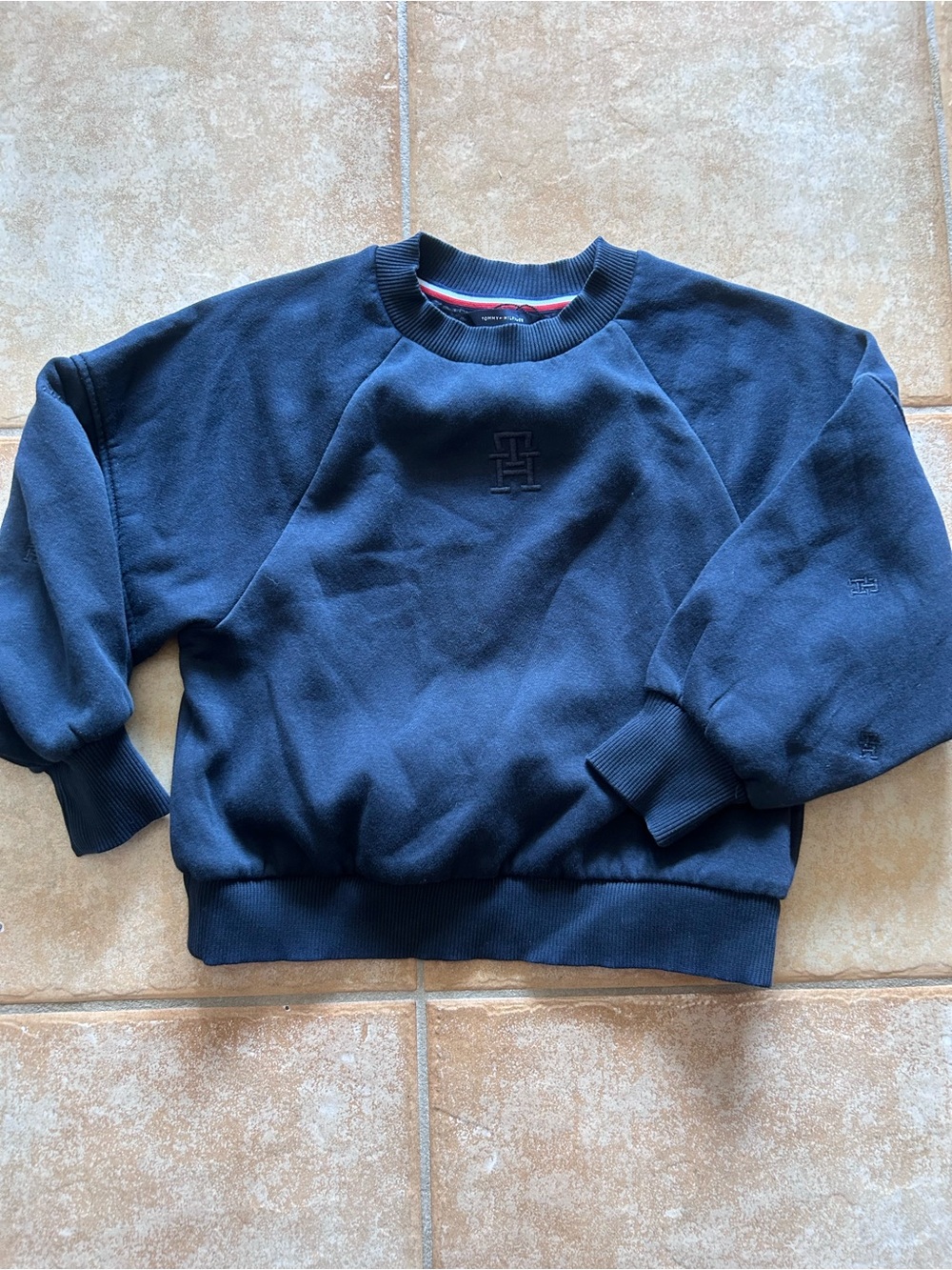 Tommy Hilfiger Girls/Kids Tonal Monogram Cropped Sweatshirt